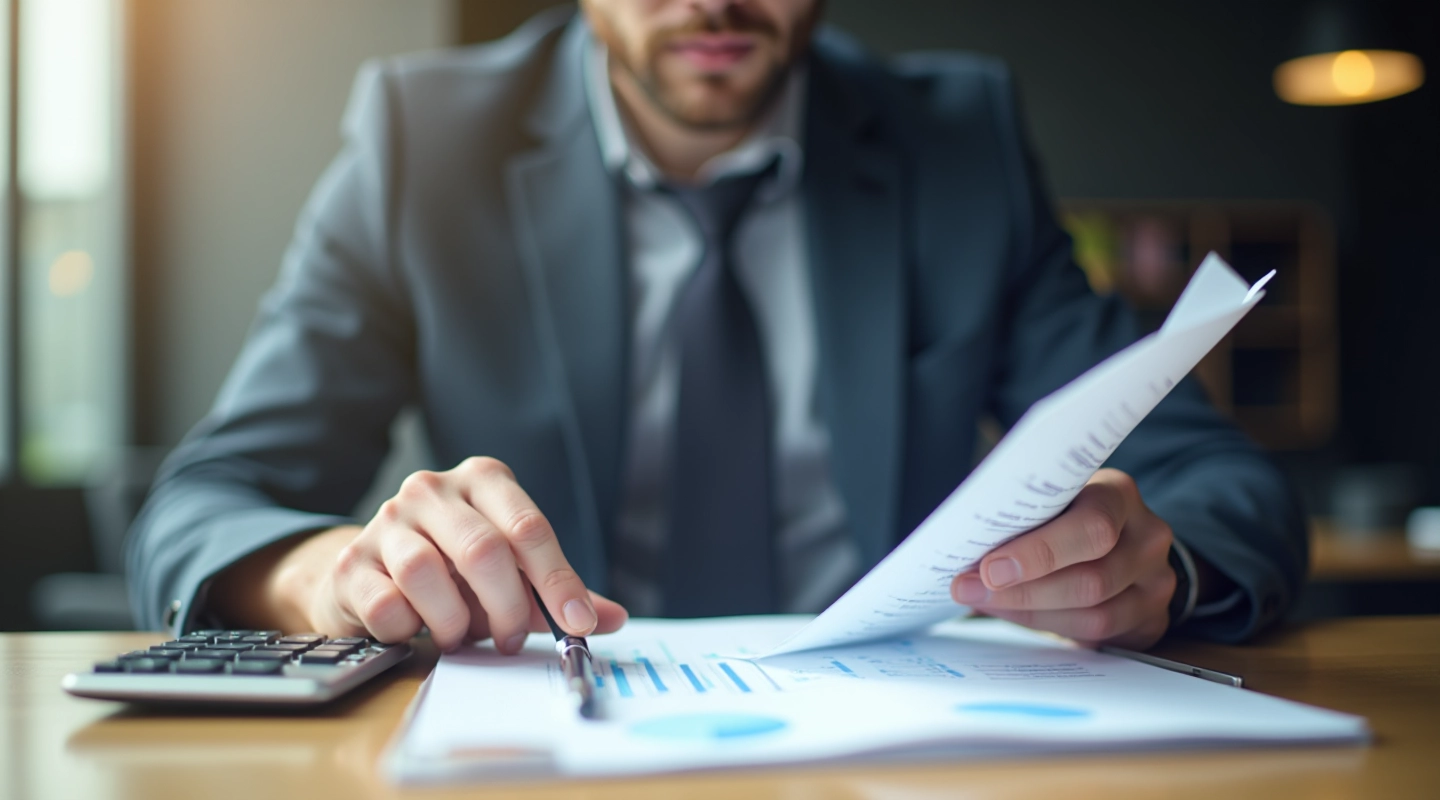 Business professional reviewing smart categorization results showing organized expense data and financial insights